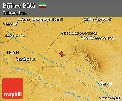 Physical 3D Map of Bījīn-e Bālā