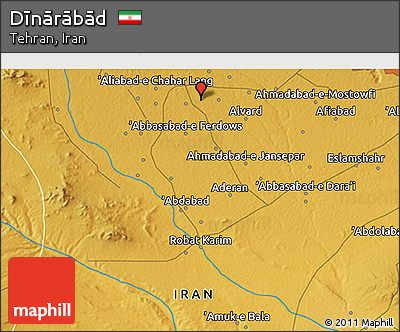 Physical 3D Map of Dīnārābād