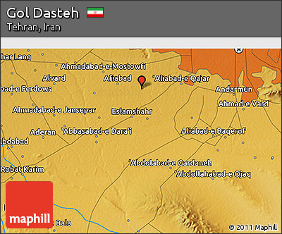 Physical 3D Map of Gol Dasteh