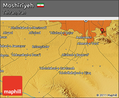 Physical 3D Map of Moshīrīyeh
