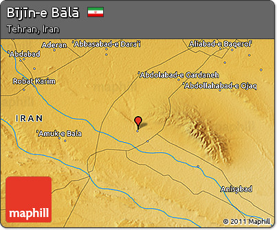 Physical 3D Map of Bījīn-e Bālā