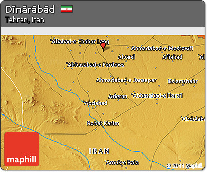 Physical 3D Map of Dīnārābād