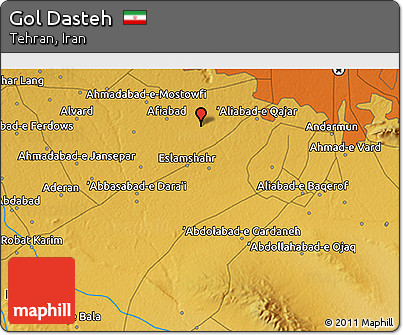 Physical 3D Map of Gol Dasteh