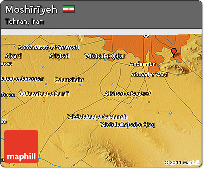 Physical 3D Map of Moshīrīyeh