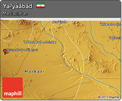 Physical 3D Map of Yaḩyáābād