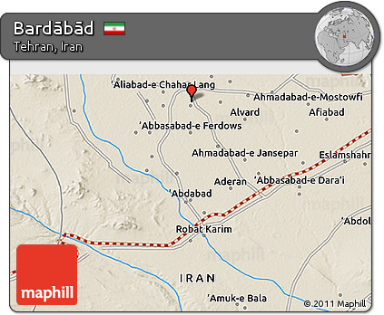Shaded Relief 3D Map of Bardābād
