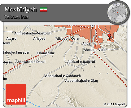 Shaded Relief 3D Map of Moshīrīyeh