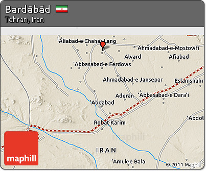 Shaded Relief 3D Map of Bardābād