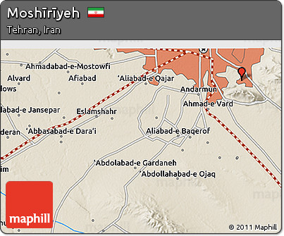 Shaded Relief 3D Map of Moshīrīyeh