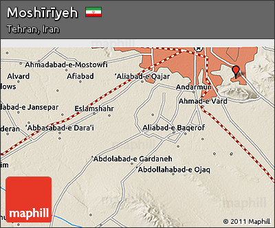 Shaded Relief 3D Map of Moshīrīyeh