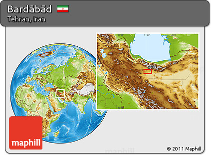 Physical Location Map of Bardābād