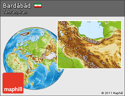 Physical Location Map of Bardābād