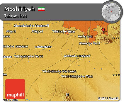 Physical Map of Moshīrīyeh