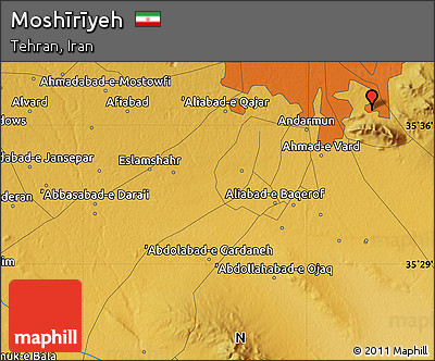 Physical Map of Moshīrīyeh