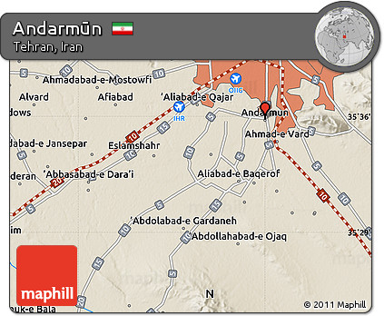 Shaded Relief Map of Andarmūn
