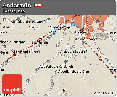 Shaded Relief Map of Andarmūn