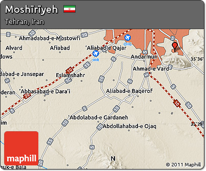 Shaded Relief Map of Moshīrīyeh
