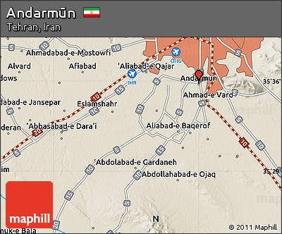 Shaded Relief Map of Andarmūn