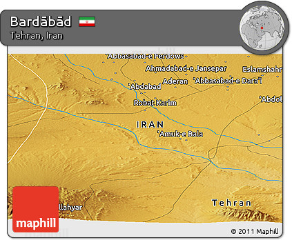 Physical Panoramic Map of Bardābād