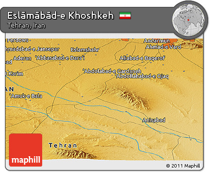 Physical Panoramic Map of Eslāmābād-e Khoshkeh