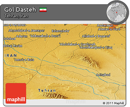 Physical Panoramic Map of Gol Dasteh
