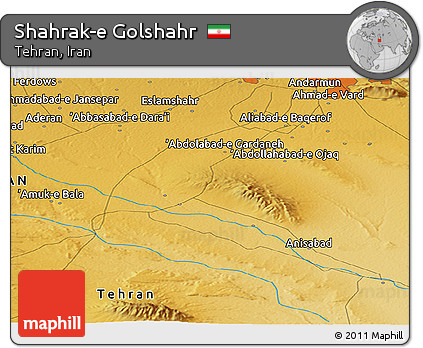Physical Panoramic Map of Shahrak-e Golshahr