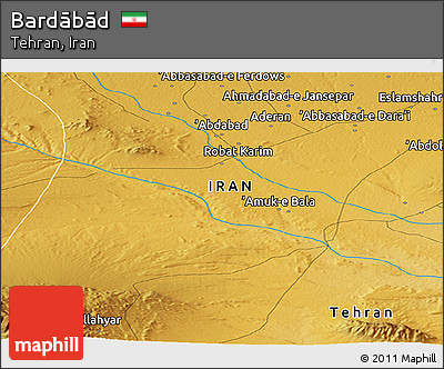 Physical Panoramic Map of Bardābād