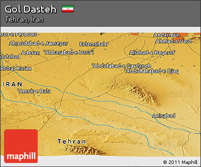 Physical Panoramic Map of Gol Dasteh