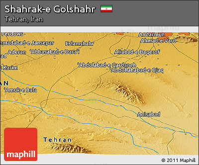 Physical Panoramic Map of Shahrak-e Golshahr