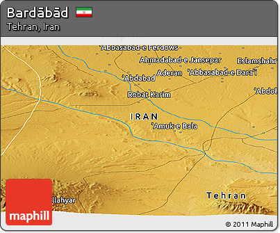 Physical Panoramic Map of Bardābād