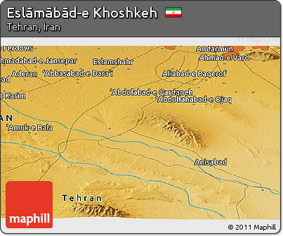 Physical Panoramic Map of Eslāmābād-e Khoshkeh