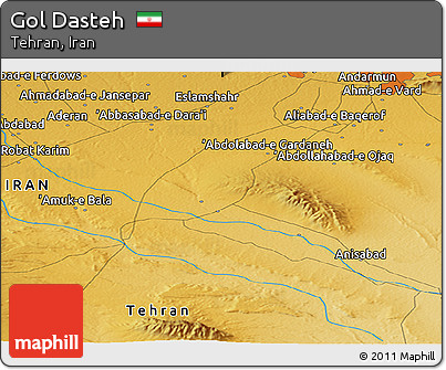 Physical Panoramic Map of Gol Dasteh