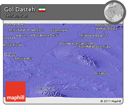 Political Panoramic Map of Gol Dasteh