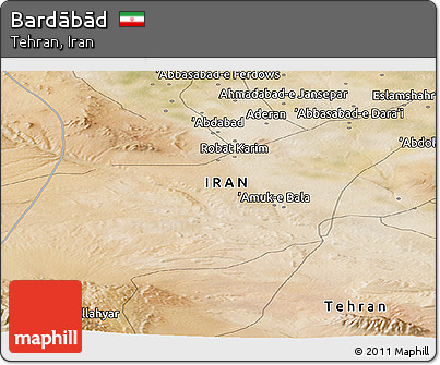 Satellite Panoramic Map of Bardābād