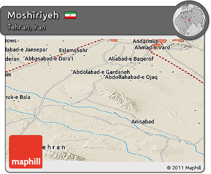 Shaded Relief Panoramic Map of Moshīrīyeh