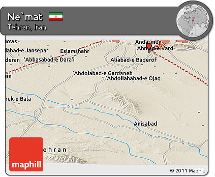 Shaded Relief Panoramic Map of Ne`mat