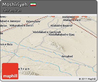 Shaded Relief Panoramic Map of Moshīrīyeh
