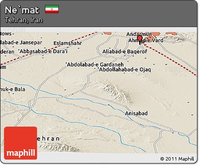 Shaded Relief Panoramic Map of Ne`mat