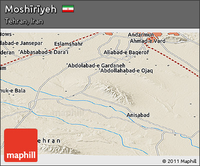 Shaded Relief Panoramic Map of Moshīrīyeh