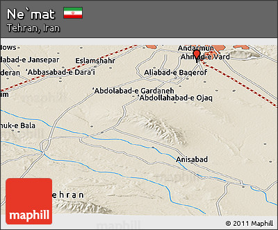 Shaded Relief Panoramic Map of Ne`mat