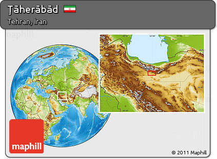 Physical Location Map of Ţāherābād