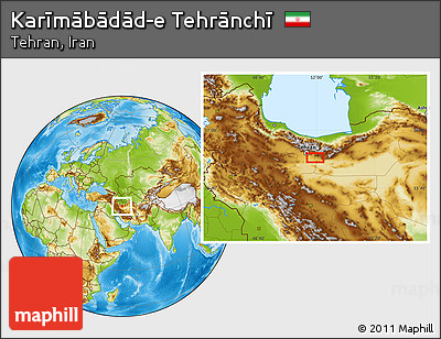 Physical Location Map of Karīmābādād-e Tehrānchī