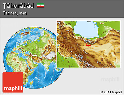 Physical Location Map of Ţāherābād