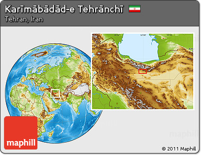 Physical Location Map of Karīmābādād-e Tehrānchī