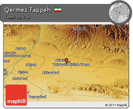 Physical Panoramic Map of Qermez Tappeh