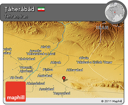 Physical Panoramic Map of Ţāherābād