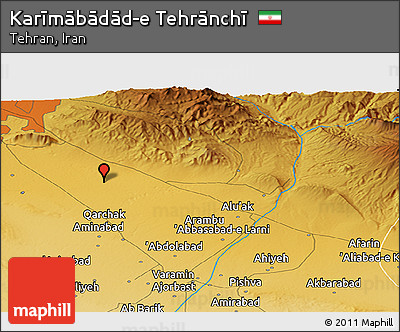 Physical Panoramic Map of Karīmābādād-e Tehrānchī