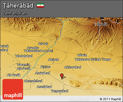 Physical Panoramic Map of Ţāherābād