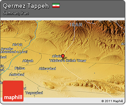 Physical Panoramic Map of Qermez Tappeh