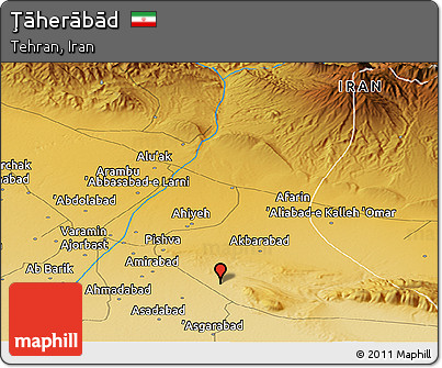 Physical Panoramic Map of Ţāherābād
